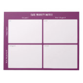 Task Prioritäts- und Planungsmatrix (lila/magenta) Notizblock (Vorderseite)