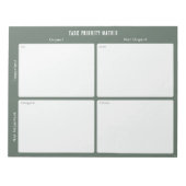 Task Priority and planner Matrix (Green) Notizblock (Vorderseite)