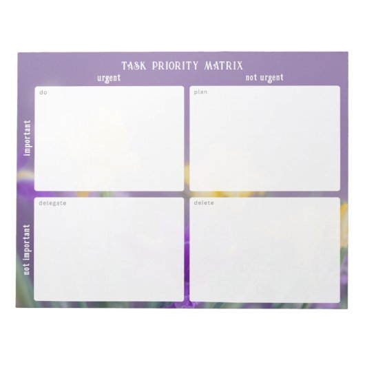 Task Priority and planner Matrix (spring floral) Notizblock (Vorderseite)