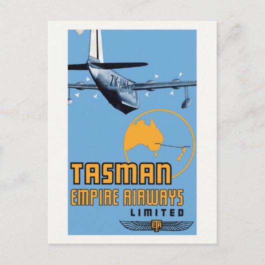 Tasman Empire S30 Airways Vintage Poster 1930s Postkarte (Vorderseite)