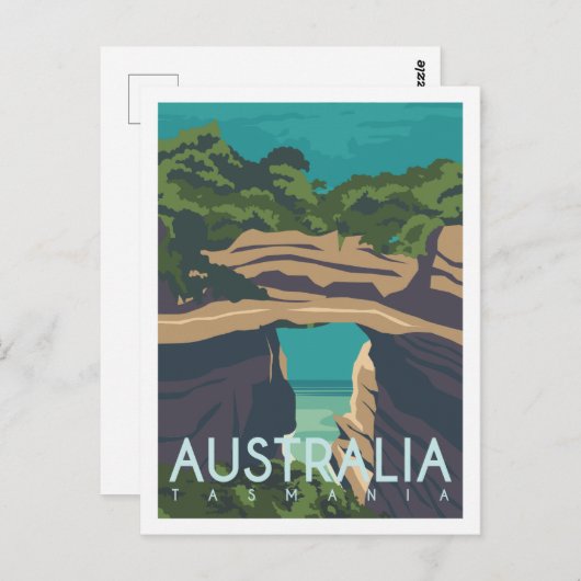 Tasmania Aussie Famous Travel Place Illustration Postkarte (Vorne/Hinten)