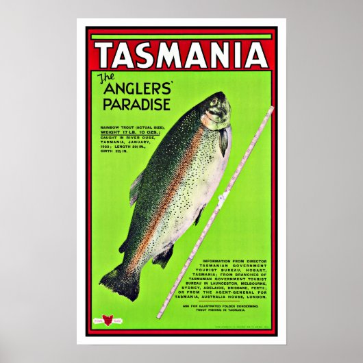 Tasmania Australia Anglers Paradise Fishing Poster (Vorne)