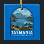 Tasmania Australia Reisen Kunst Vintag Keramikornament<br><div class="desc">Tasmania Retro Vektor Reise Design. Tasmania ist ein australischer Staat,  240 km südlich des australischen Festlands gelegen und durch die Bass-Straße getrennt.</div>