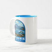 Tasmania Australia Reisen Kunst Vintag Zweifarbige Tasse (Vorderseite Links)
