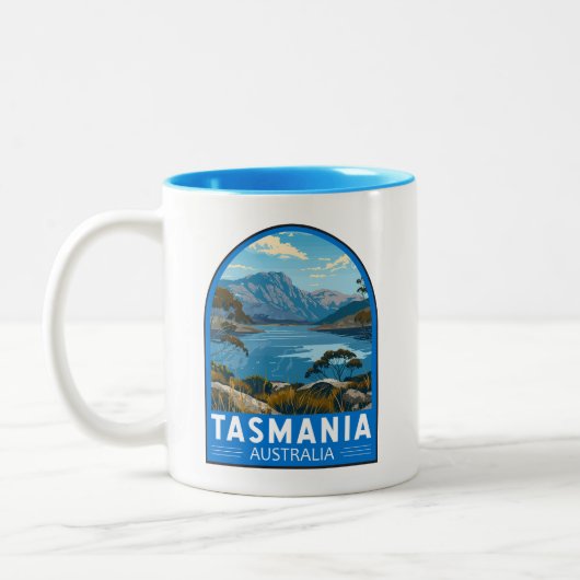 Tasmania Australia Reisen Kunst Vintag Zweifarbige Tasse (Links)