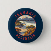 Tasmania Australia Retro Distressed Circle Button (Vorderseite)