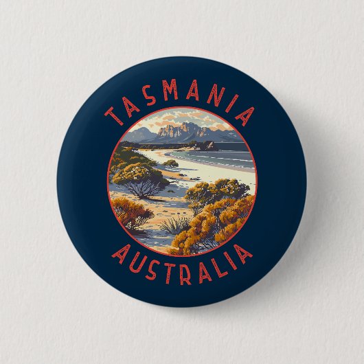 Tasmania Australia Retro Distressed Circle Button (Vorderseite)