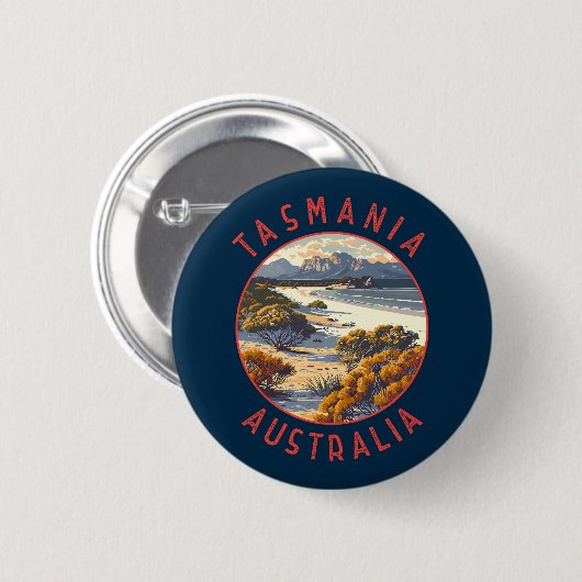Tasmania Australia Retro Distressed Circle Button (Vorne & Hinten)
