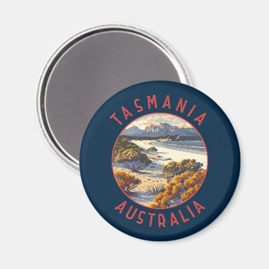 Tasmania Australia Retro Distressed Circle Magnet (Vorderseite/Rückseite)