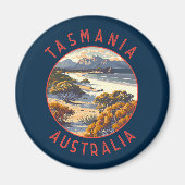 Tasmania Australia Retro Distressed Circle Magnet (Vorne)