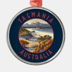 Tasmania Australia Retro Distressed Circle Ornament Aus Metall