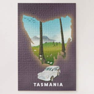 Tasmania illustrated map travel poster. puzzle