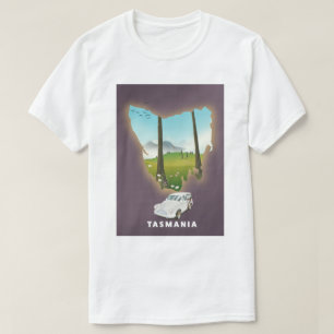 Tasmania illustrierte Karte Reiseplakat. T-Shirt