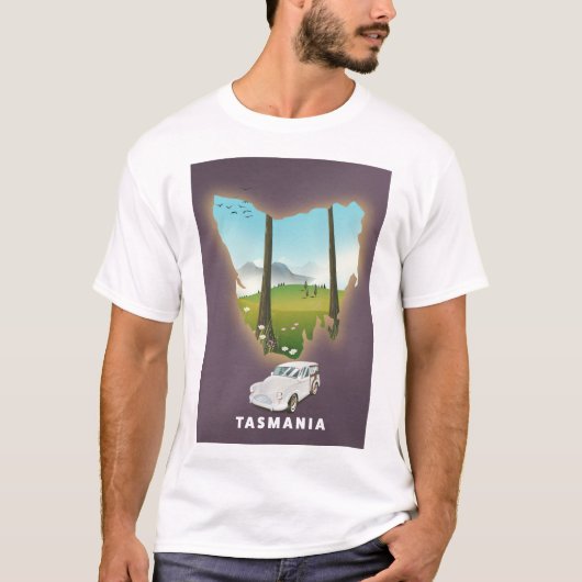 Tasmania illustrierte Karte Reiseplakat. T-Shirt (Vorderseite)