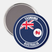Tasmania Round Emblem Magnet (Vorderseite/Rückseite)
