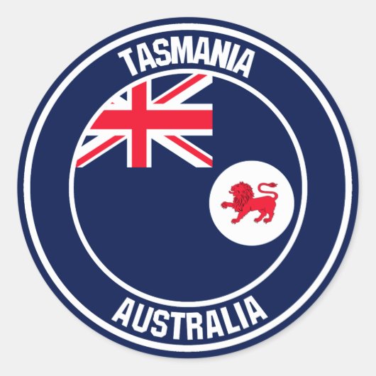 Tasmania Round Emblem Runder Aufkleber (Vorderseite)