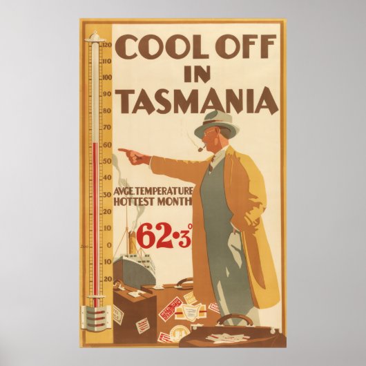 Tasmania Vintage Travel Poster (Vorne)