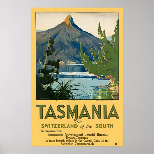 Tasmania Vintage Travel Poster Print (Vorne)