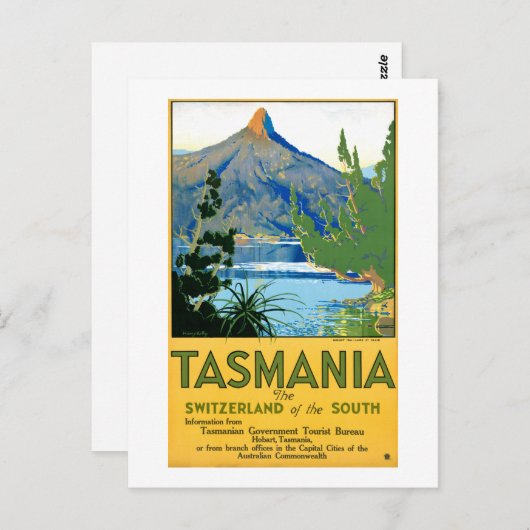 Tasmania Vintage Travel Poster Zurück Postkarte (Vorne/Hinten)