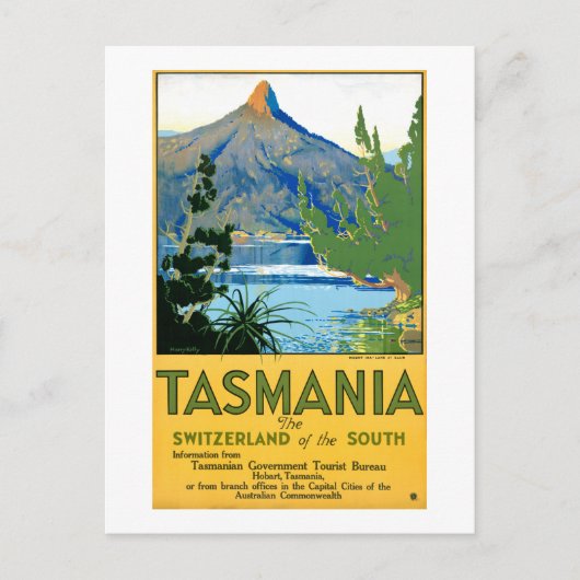 Tasmania Vintage Travel Poster Zurück Postkarte (Vorderseite)