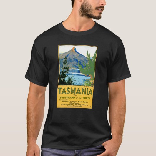 Tasmania Vintage Travel Poster Zurück T-Shirt (Vorderseite)