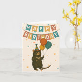 Tasmanian Devil Birthday Card - Australian Animal Karte (Gelbe Blume)