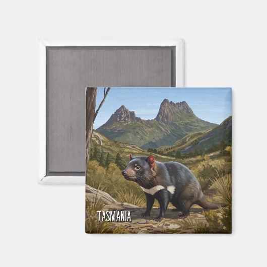 Tasmanian Devil Cradle Mountain Travel Magnet (Vorderseite/Rückseite)