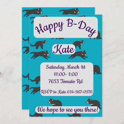 Tasmanian Devil Happy Birthday Einladung (Vorne/Hinten)