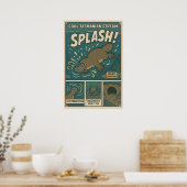 Tasmanian Platypus Splash Retro Art Poster (Küche)