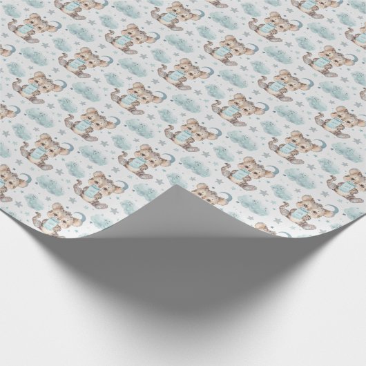 Tasmanian Tiger Baby Pastell Wasserfarben Muster Geschenkpapier (Ecke)