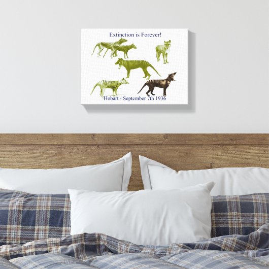 Tasmanian Tiger Thylacine Canvas Print Leinwanddruck (Insitu (Schlafzimmer))