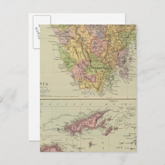 Tasmanie, Fidschi Postkarte (Vorne/Hinten)