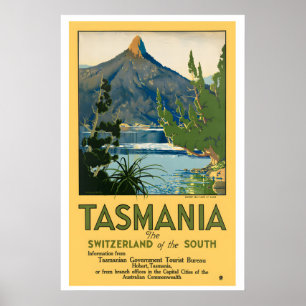 Tasmanien Australien Vintage-Reiseposter - gerahmt Poster