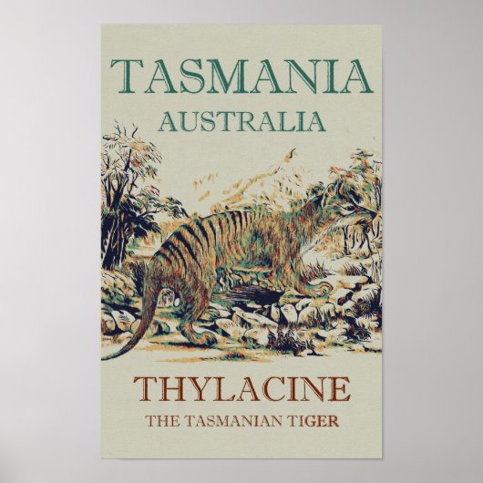 Tasmanischer Tiger, Beutelwolf, Tasmanien Australi Poster (Vorne)