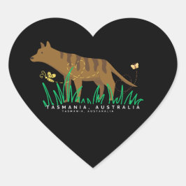 Tasmanischer Tiger im Herzen Herz-Aufkleber