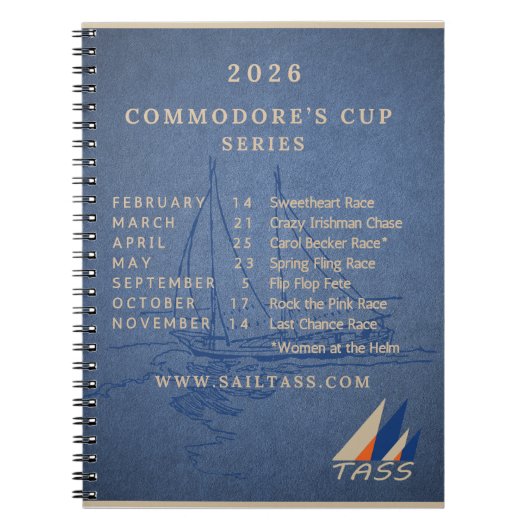 TASS 2026 Commodore's Cup Rennplan-Notizbuch Notizblock (Vorderseite)