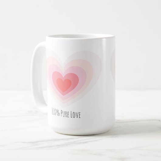 Tasse "100%ige reine Liebe": beidseitiges Design (Vorderseite Links)