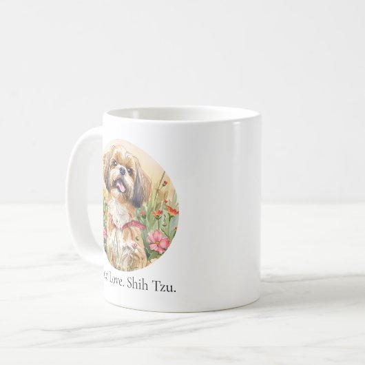 Tasse (11 oz) — Frieden. Liebe. Shih Tzu (Vorderseite Links)