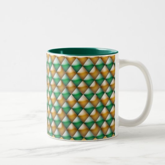 Tasse - 3-D-Diamanten in Grün und Gold (Rechts)