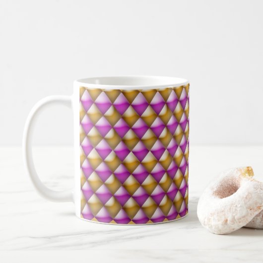 Tasse - 3-D-Diamanten in Magenta und Gold (Mit Donut)