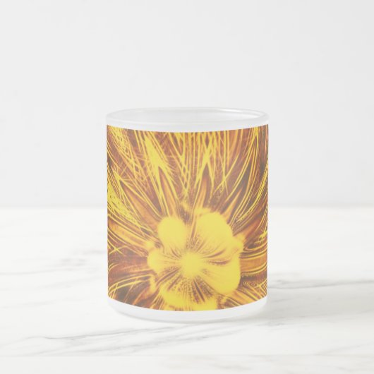 Tasse Abstrakte Linien Gelbe Blume (Mittel)