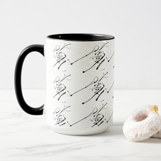 Tasse Abstrakter Spritzer in Schwarz/Weiß (Mit Donut)