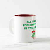 TASSE-ALL IST FÜR CHRISTMAS "YOU" & MISTLETOS GEWO ZWEIFARBIGE TASSE (Vorderseite Links)