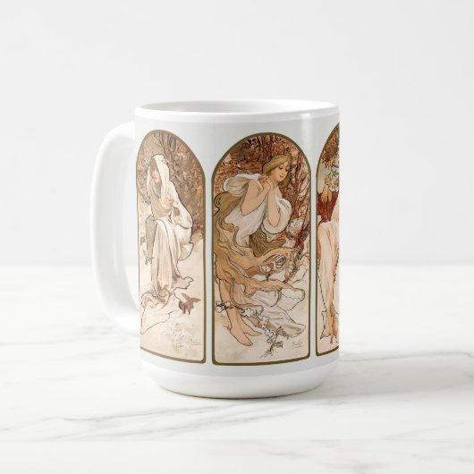 TASSE: ALPHONS MARIA MUCHA : DIE SAISONEN KAFFEETASSE (Vorderseite Links)