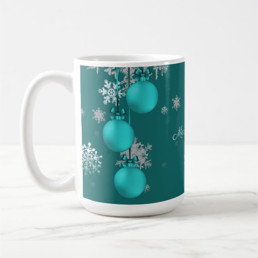 Tasse aquamariner Weihnachtsschmuck (Links)