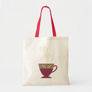Tasse aus Blumenporzellan, dampfend Tragetasche