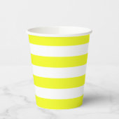 Tasse aus gelbem und weißem Streifen Pappbecher (Links)