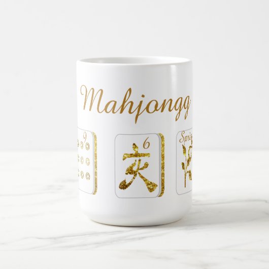 Tasse aus Gold und Weiß-Mahjong-Tiles (Mittel)