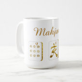 Tasse aus Gold und Weiß-Mahjong-Tiles (Vorderseite Links)