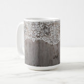 Tasse aus Holz und Spitzen mit Ihren Initialen ode (Vorderseite Links)